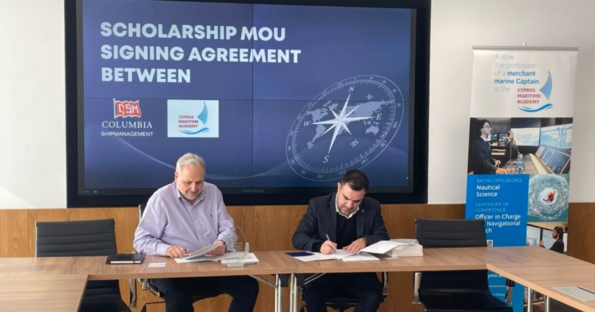 Columbia Shipmanagement signs a Scholarship Agreement and Memorandum of Understanding with the Cyprus Maritime Academy